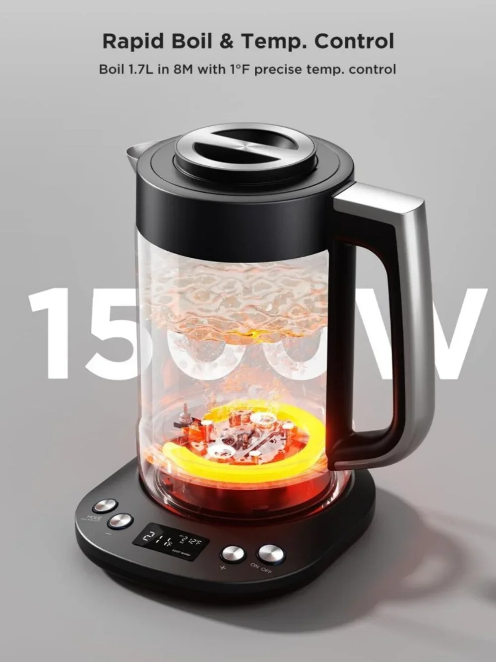 Smart Electric Kettle with Tea Infuser, 1.7L Capacity, Perfect for Loose Leaf